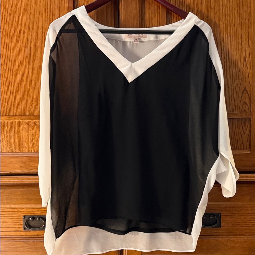 Philosophy Republic Clothing Sheer Blouse Dolman Chiffon V-neck Loose Layered